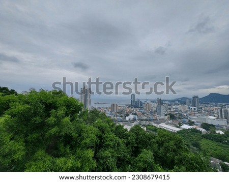 The overview of city under the cloudy sky
