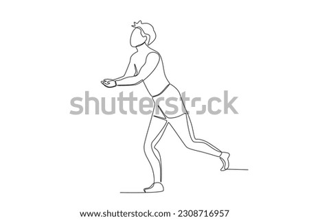 A boy is preparing to catch a volleyball. Beach volleyball one-line drawing