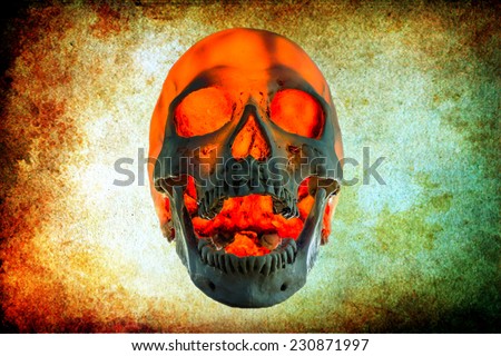 Abstract with skull over light background