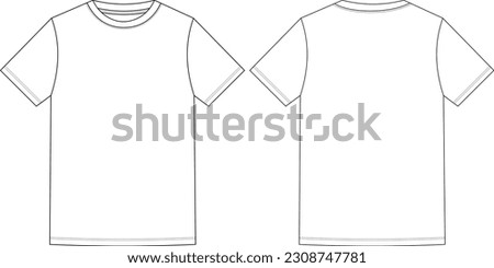 Blank White T-shirt Design Vector Transparent Template, Front and Back View	