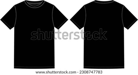 Blank Black T-shirt Design Vector Transparent Template, Front and Back View	
