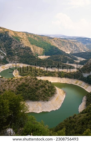 Special nature reserve Uvac, river canyon valley with its meanders in Serbia Royalty-Free Stock Photo #2308756493