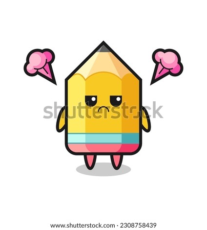 annoyed expression of the cute pencil cartoon character , cute style design for t shirt, sticker, logo element