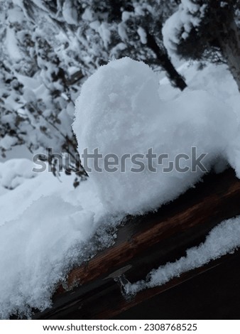 A beautiful winter picture of me and a heart shape made of snow