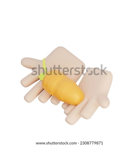 3D Carrot With Hand Transparent Icon Illustration Render