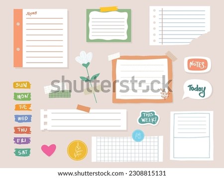 Collection of various paper notes. Blank paper notes for to-do list, planner, memories Royalty-Free Stock Photo #2308815131
