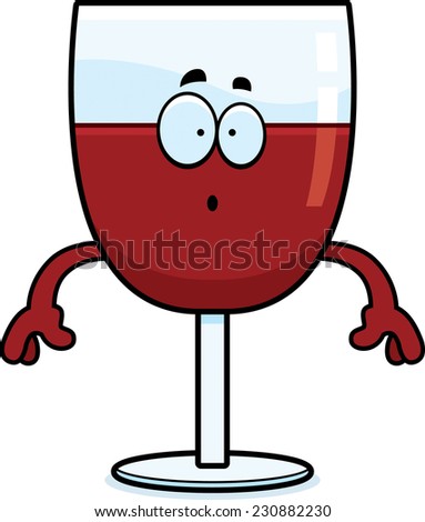 A cartoon illustration of a glass of wine looking surprised.