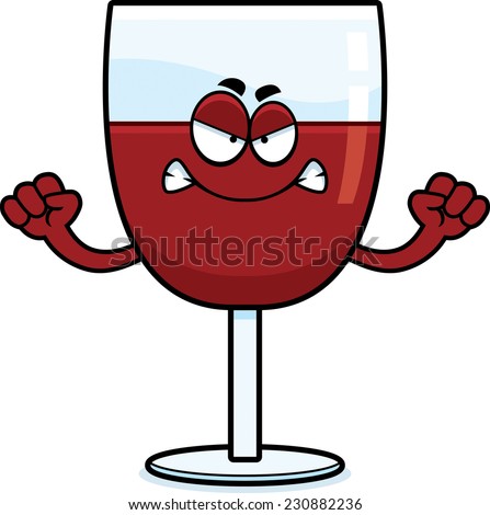 A cartoon illustration of a glass of wine looking angry.