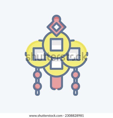 Icon Amulet. related to Chinese New Year symbol. doodle style. simple design editable