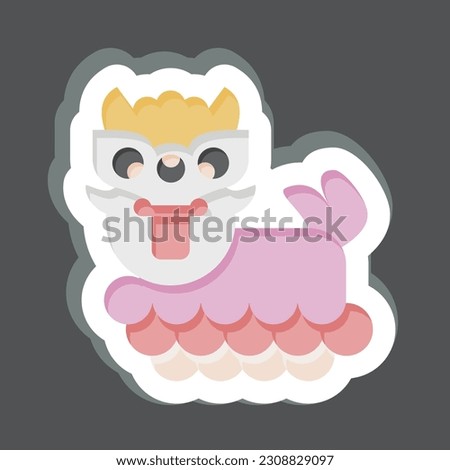 Sticker Chinese Lion. related to Chinese New Year symbol. simple design editable