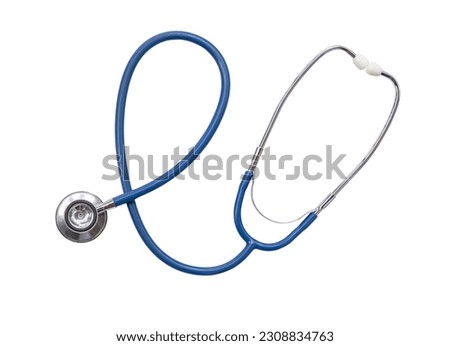 Stethoscope on transparent background, top view. Medical tool.