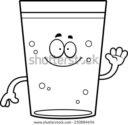 A cartoon illustration of a glass of beer waving.
