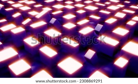 Dark blue and pink background of geometry cuboids - CG - abstract 3D rendering