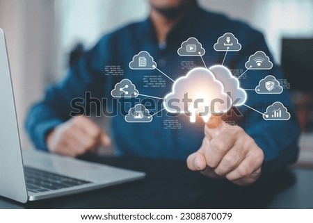 Database storage cloud technology file data transfer sharing, cyber, big data information for financial online marketing, internet banking application or computer download upload backup cloud drive.