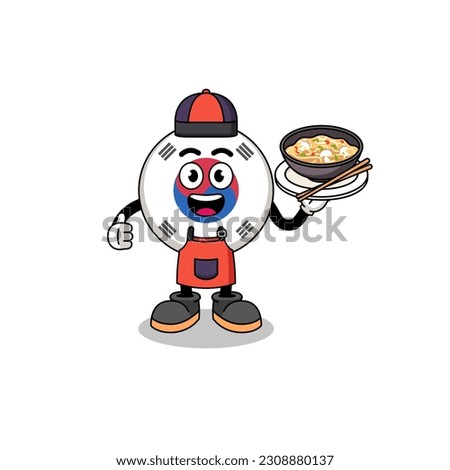 Illustration of south korea flag as an asian chef , character design