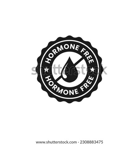 Hormone free stamp or Hormone free label vector isolated in flat style. Best Hormone free stamp for product packaging design element. Simple Hormone free label for packaging design element. Royalty-Free Stock Photo #2308883475