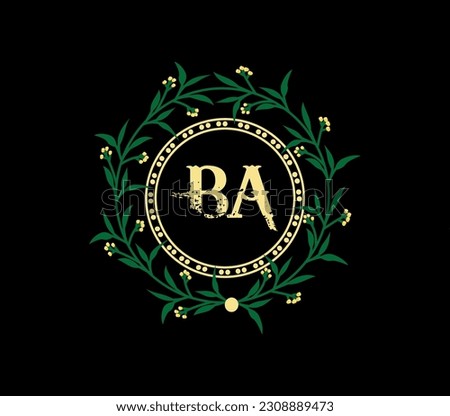 BA Logo design with unique and simple design., anniversary golden label with ribbon