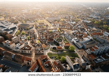 Aerial drone view of Odense city Royalty-Free Stock Photo #2308899923