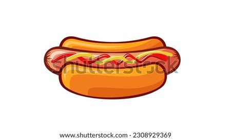 Hotdog with Ketchup and Mustard, high quality vector