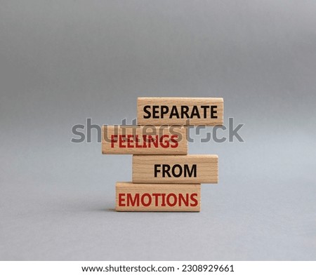 Feelings and Emotions symbol. Concept word Separate Feelings from Emotions on wooden blocks. Beautiful grey background. Psychology and Feelings and Emotions concept. Copy space