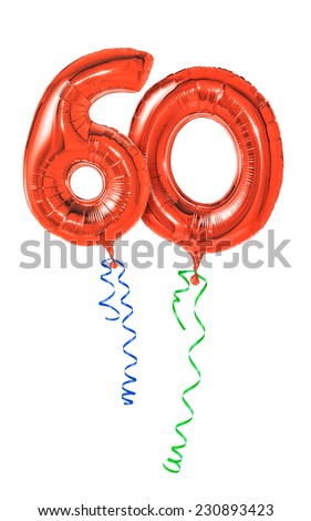 Red balloons with ribbon - Number 60