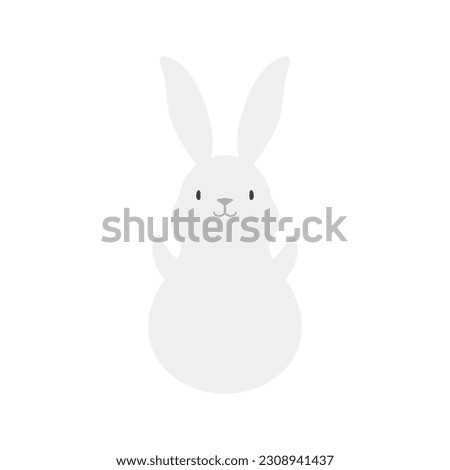 Kawaii rabbit, bunny, hare illustration. Hand drawn cute cartoon animal character illustration. Flat style design, isolated vector. Mid Autumn Festival, Easter print element, Chinese zodiac