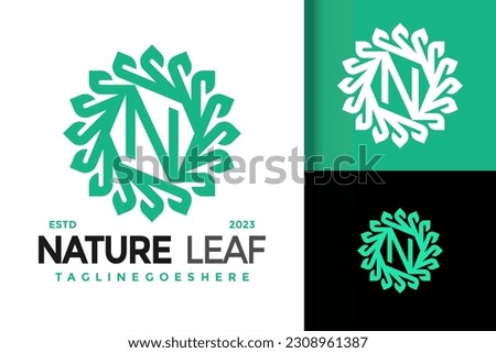 Letter N Nature Green Leaf Logo vector icon illustration