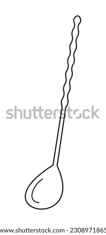 Bar spoon line icon. Long cocktail spoon. Vector illustration isolated on white background
