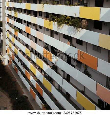Colorful Facade of a Public Housing Apartment Block In Singapore Royalty-Free Stock Photo #2308984075