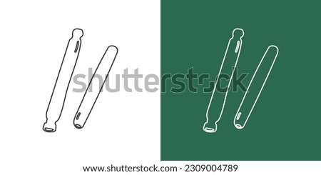 Wooden claves line drawing cartoon style. Percussion instrument claves clipart drawing in linear style isolated on white and chalkboard background. Musical instrument clipart concept, vector design