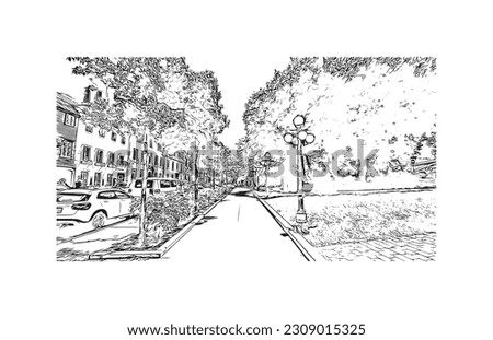 Building view with landmark of Quebec is the city in Canada.
Hand drawn sketch illustration in vector.