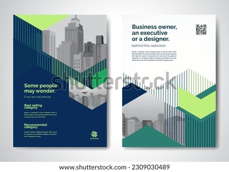 Template vector design for Brochure, AnnualReport, Magazine, Poster, Corporate Presentation, Portfolio, Flyer, infographic, layout modern with Green color size A4, Front and back, Easy to use. Royalty-Free Stock Photo #2309030489