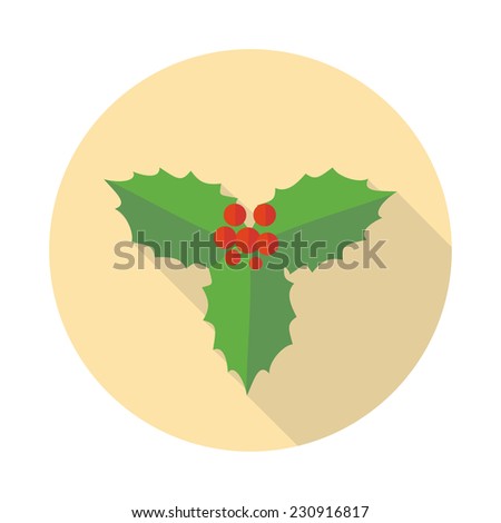 Vector illustration. Christmas icon-style flat. Mistletoe,