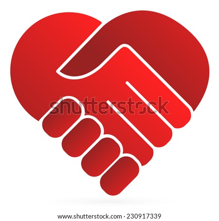 Handshake symbol forming a heart
