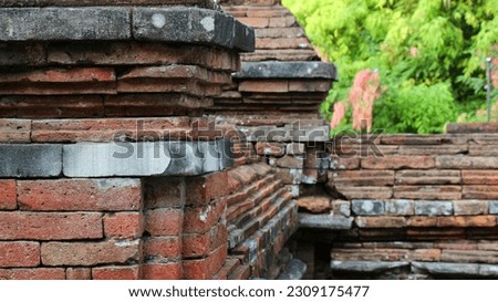 Detail of raw brick stone structure use in the temple, Javanese sultan cemetery, and holy place in Yogyakarta