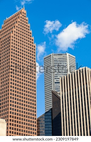 Modern skyscraper skyline in downtown Houston, Texas