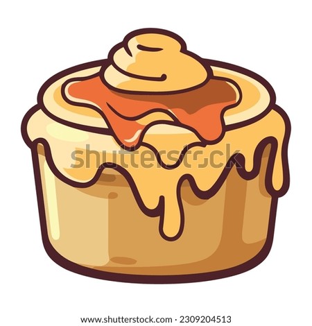 A cute cartoon cupcake with yellow decoration isolated
