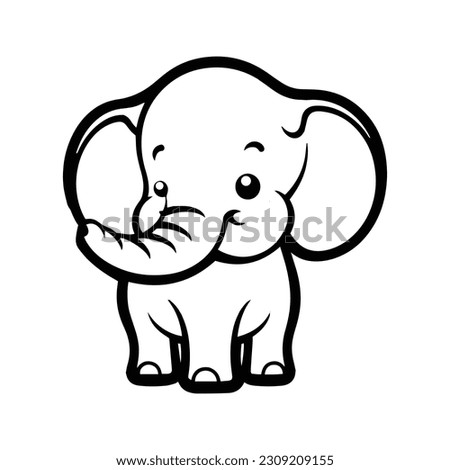 Hand Drawn cute elephant in doodle style isolated on background