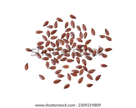 Group of linseed or flax seeds spread out and isolated on white background Royalty-Free Stock Photo #2309219809