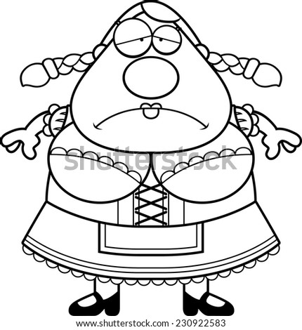A cartoon illustration of a Oktoberfest woman looking sad.