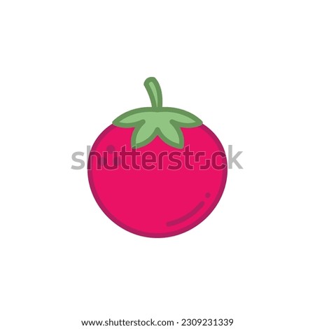 Icon Illustration of Tomato in Retro Neon Style - Fruits Icon Vector Design.