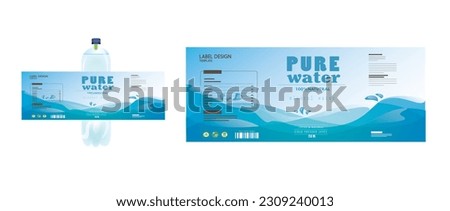 Water bottle packaging label with water drinking water bottle on white background.100% Vector design.