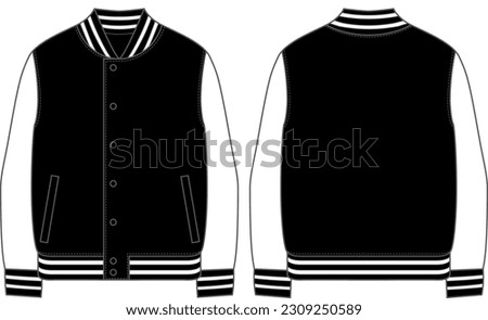 Black and White Blank Mock-Up Varsity Jacket Vector Template	
 Royalty-Free Stock Photo #2309250589