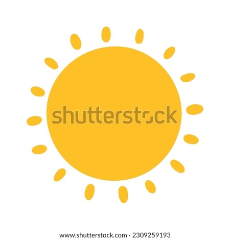 Cute Hand drawn Sun Doodle Cartoon graphic animated for sky weather, kids and children book
