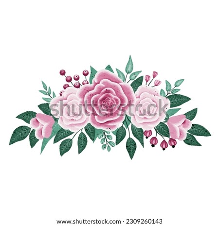 Watercolor flower bouquet. Vector illustration.