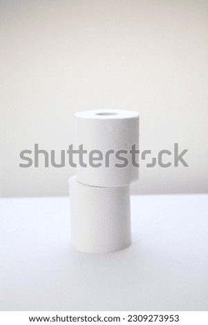 plain white toilet paper
two stacked vertically

