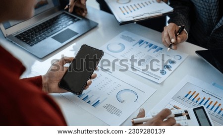Business people team meeting planning ideas, demographic survey, cash flow, business combination, budgetary control, management audit, amortization, process costing, functional accounting, appraisal Royalty-Free Stock Photo #2309280139