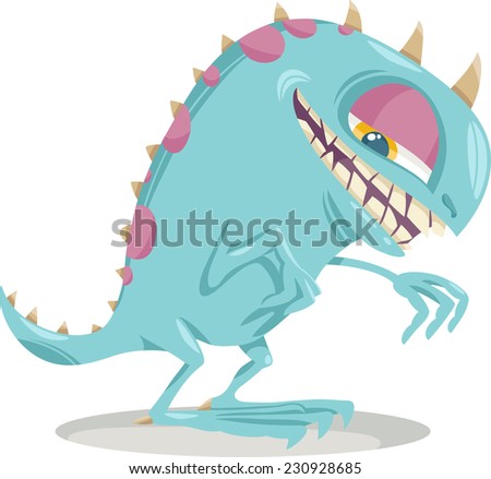 Cartoon Vector Illustration of Funny Monster or Fright or Boogie