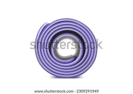 Rolled Yoga mat for fitness exercise isolated on white background. With clipping path Royalty-Free Stock Photo #2309291949