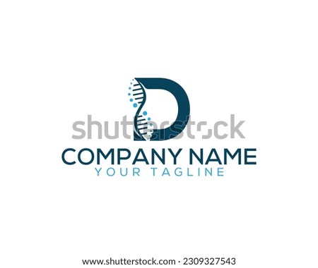 Abstract Letter D DNA Biology Logo Concept. Creative Science, Laboratory and Biotechnology Vector Icon.